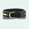 Reflective safety dog collar with high-visibility strip for night walks