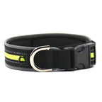 Reflective safety dog collar with high-visibility strip for night walks